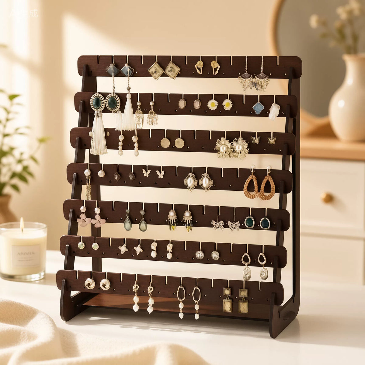Wooden Stud Earring & Bracelet Display Stand
