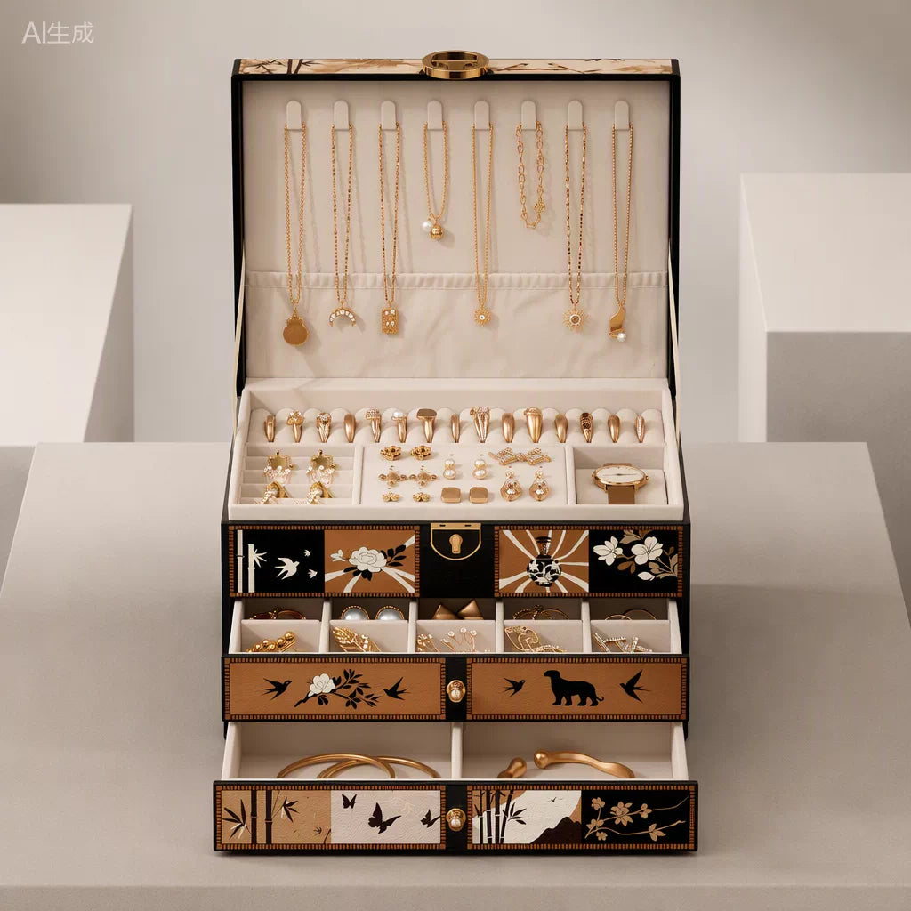 Elegant Portable Ring & Necklace Jewelry Case