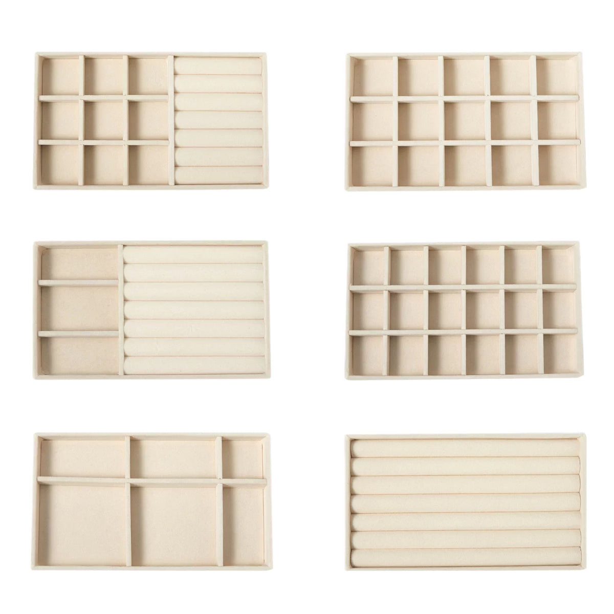 Beige Velvet Jewelry Drawer Organizer Tray