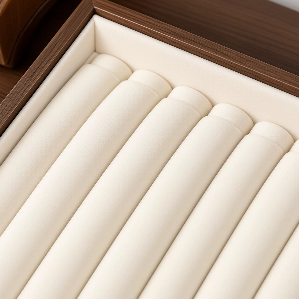 Walnut-Tone Velvet Jewelry Display & Drawer Tray