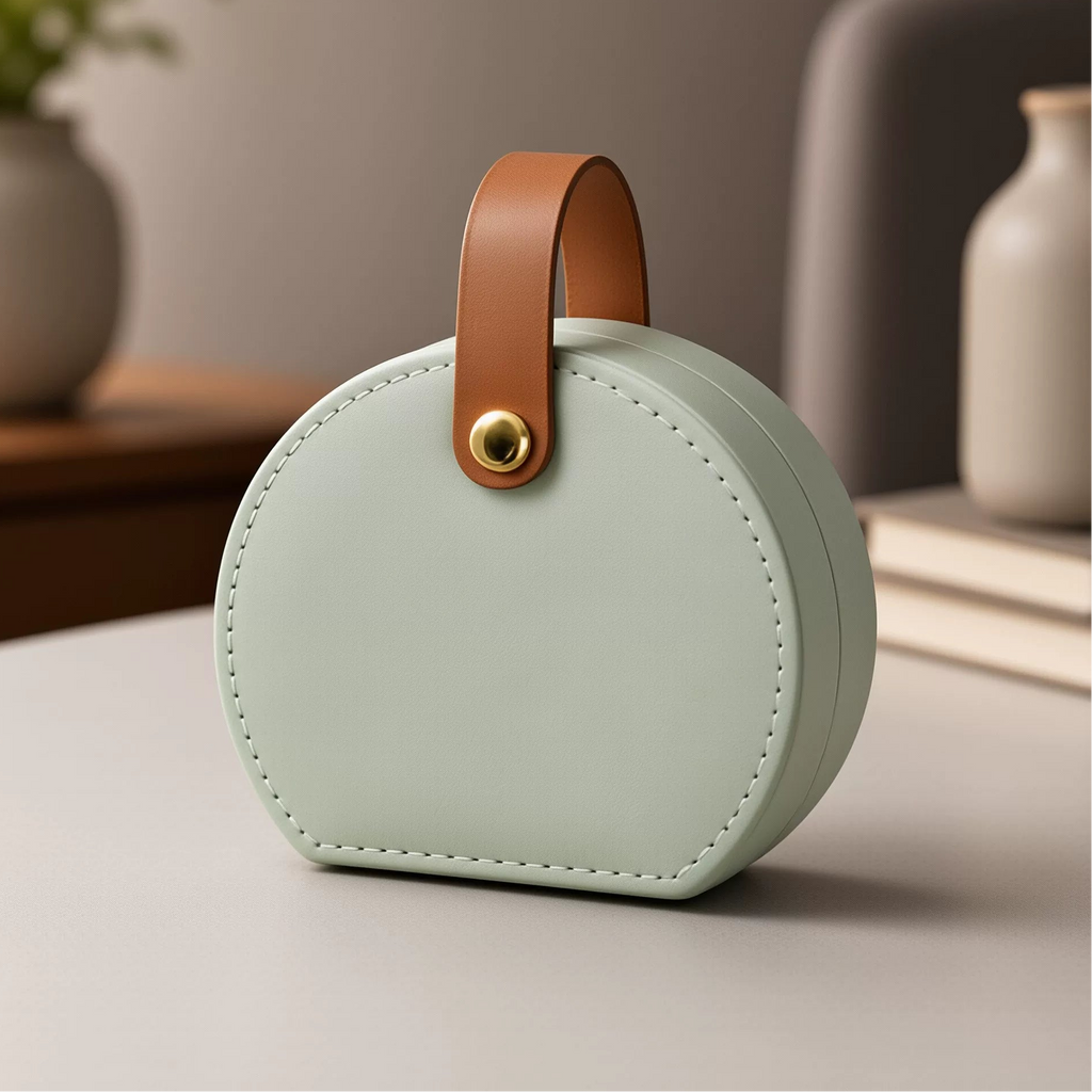 Half-Moon Travel Jewelry Case with Handle