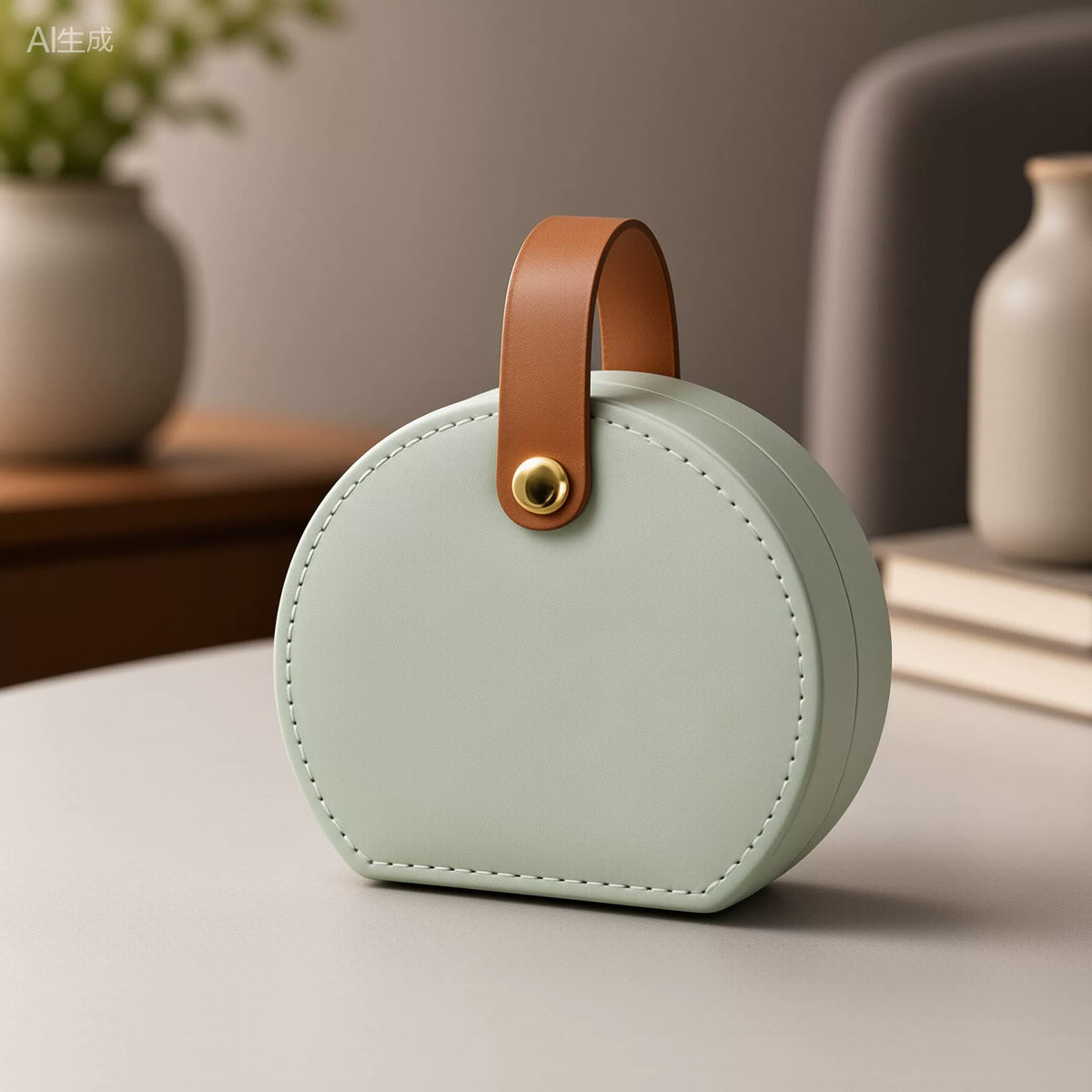 Half-Moon Travel Jewelry Case with Handle