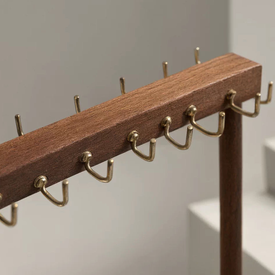 Walnut-Tone Multi-Purpose Jewelry Display Stand
