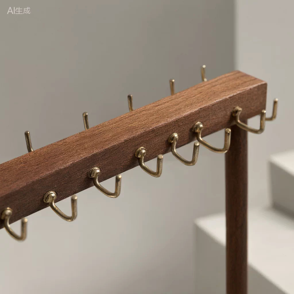 Walnut-Tone Multi-Purpose Jewelry Display Stand