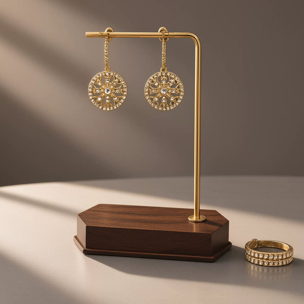 Walnut Wood Earring Display Stand