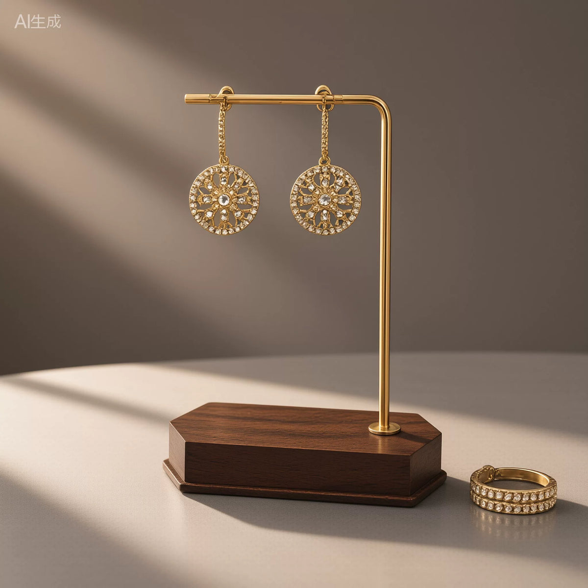 Walnut Wood Earring Display Stand