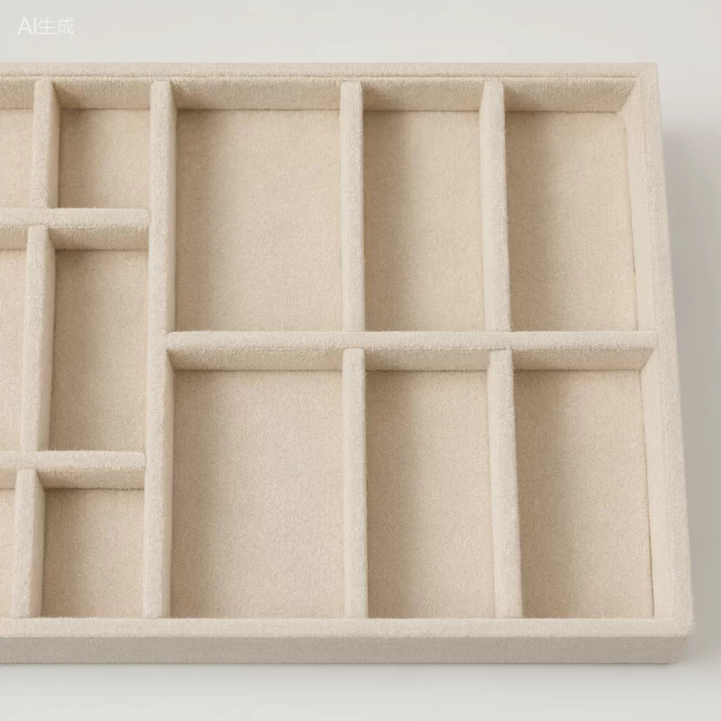 Beige Velvet Jewelry Drawer Organizer Tray