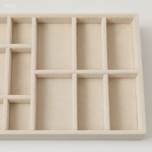 Beige Velvet Jewelry Drawer Organizer Tray