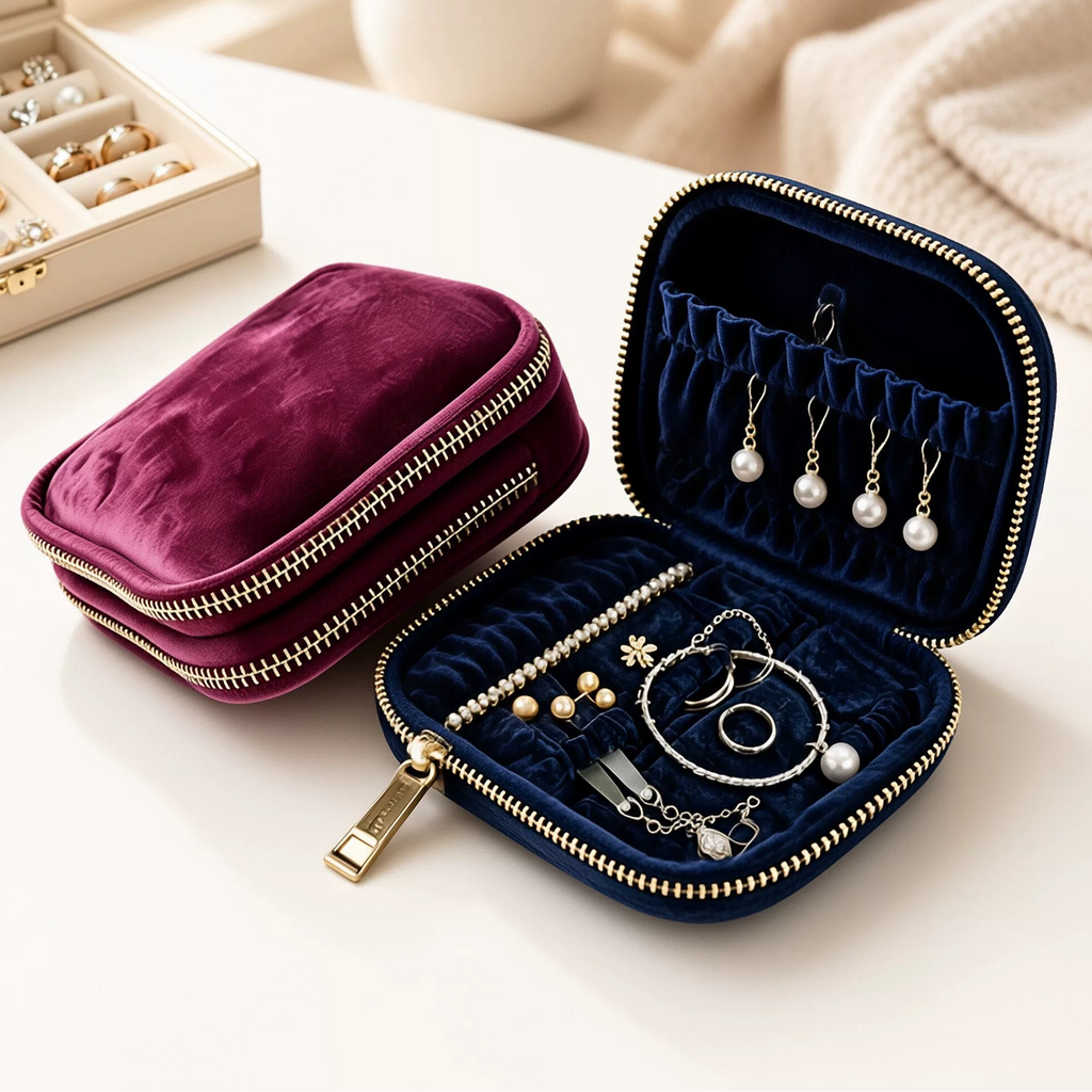 Double-Layer Velvet Jewelry Storage Pouch