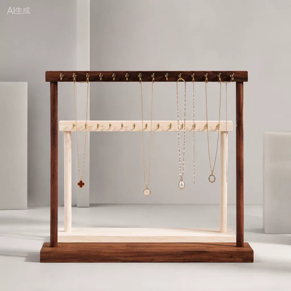 Walnut-Tone Multi-Purpose Jewelry Display Stand