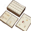 Walnut-Tone Velvet Jewelry Display & Drawer Tray