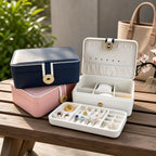 Decorative-Clasp Two-Tier Jewelry Organizer Box
