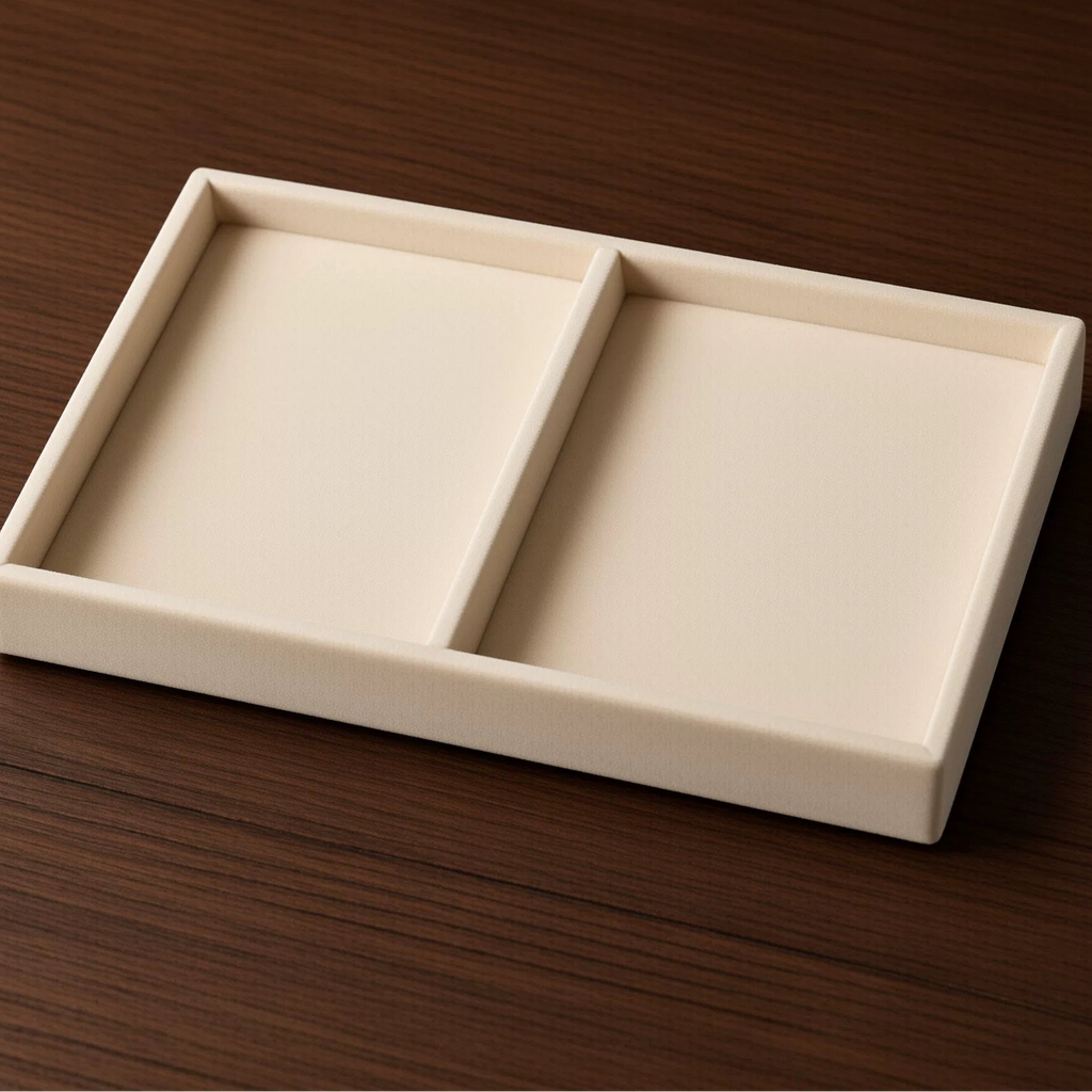 Beige Velvet Jewelry Drawer Organizer Tray