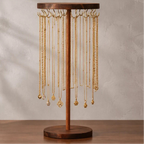 Rotating Walnut-Tone Necklace Display Stand