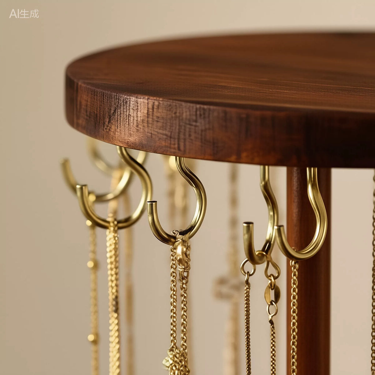 Rotating Walnut-Tone Necklace Display Stand