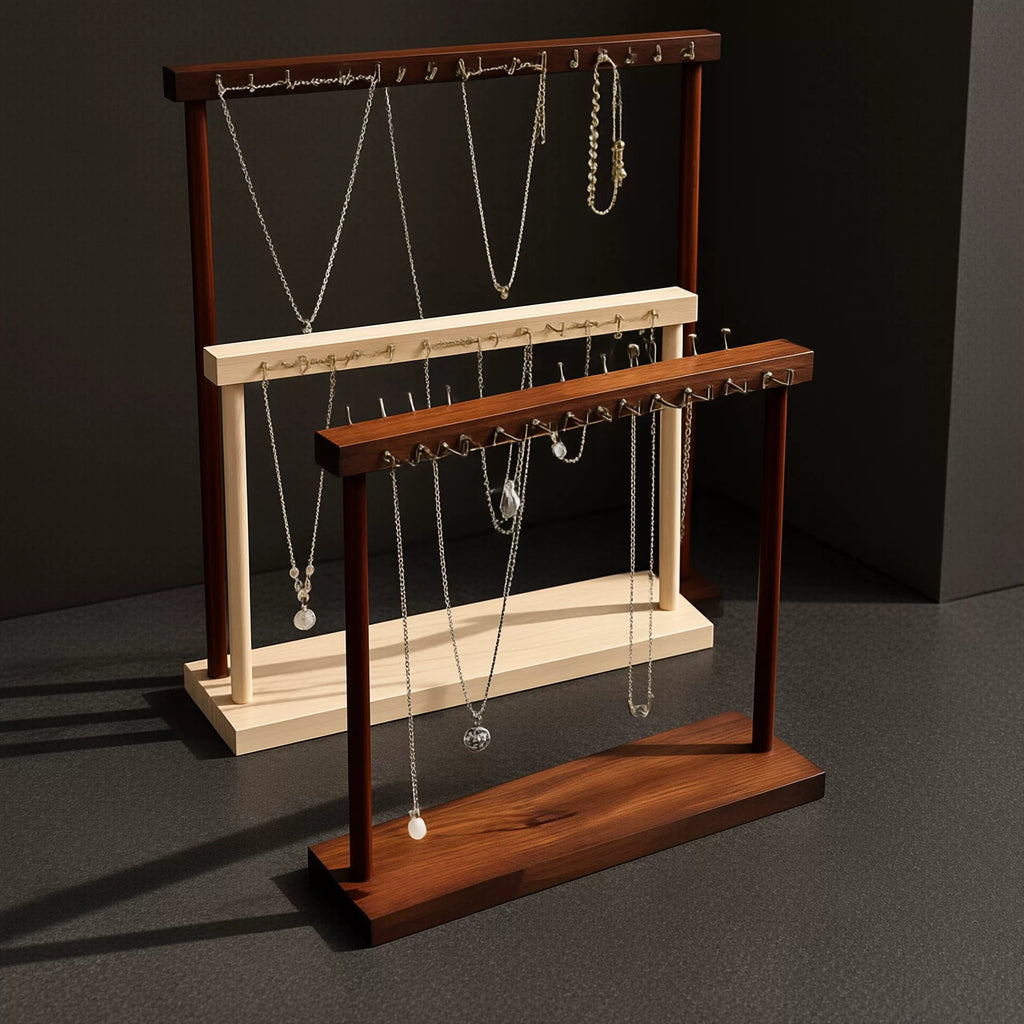 Walnut-Tone Multi-Purpose Jewelry Display Stand