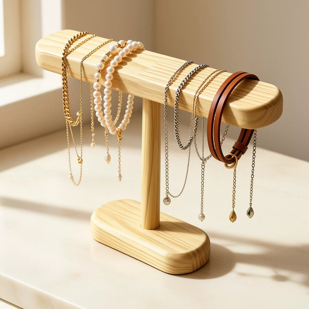Oval Walnut-Tone Watch & Bracelet Display Stand