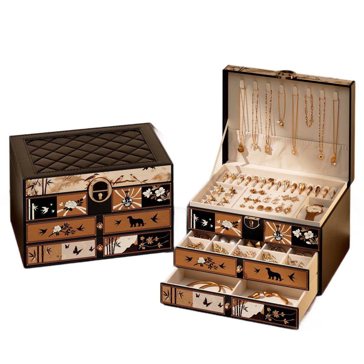 Elegant Portable Ring & Necklace Jewelry Case