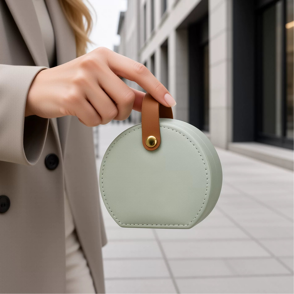 Half-Moon Travel Jewelry Case with Handle