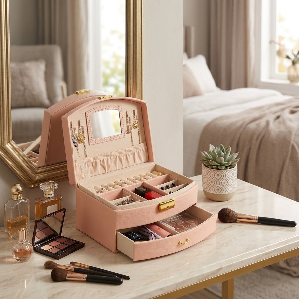 Two-Tier Drawer Jewelry & Hair Accessory Box